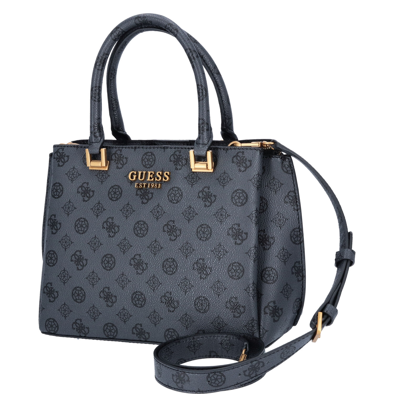 GUESS Damen Handtasche Fynna Charcoal Logo