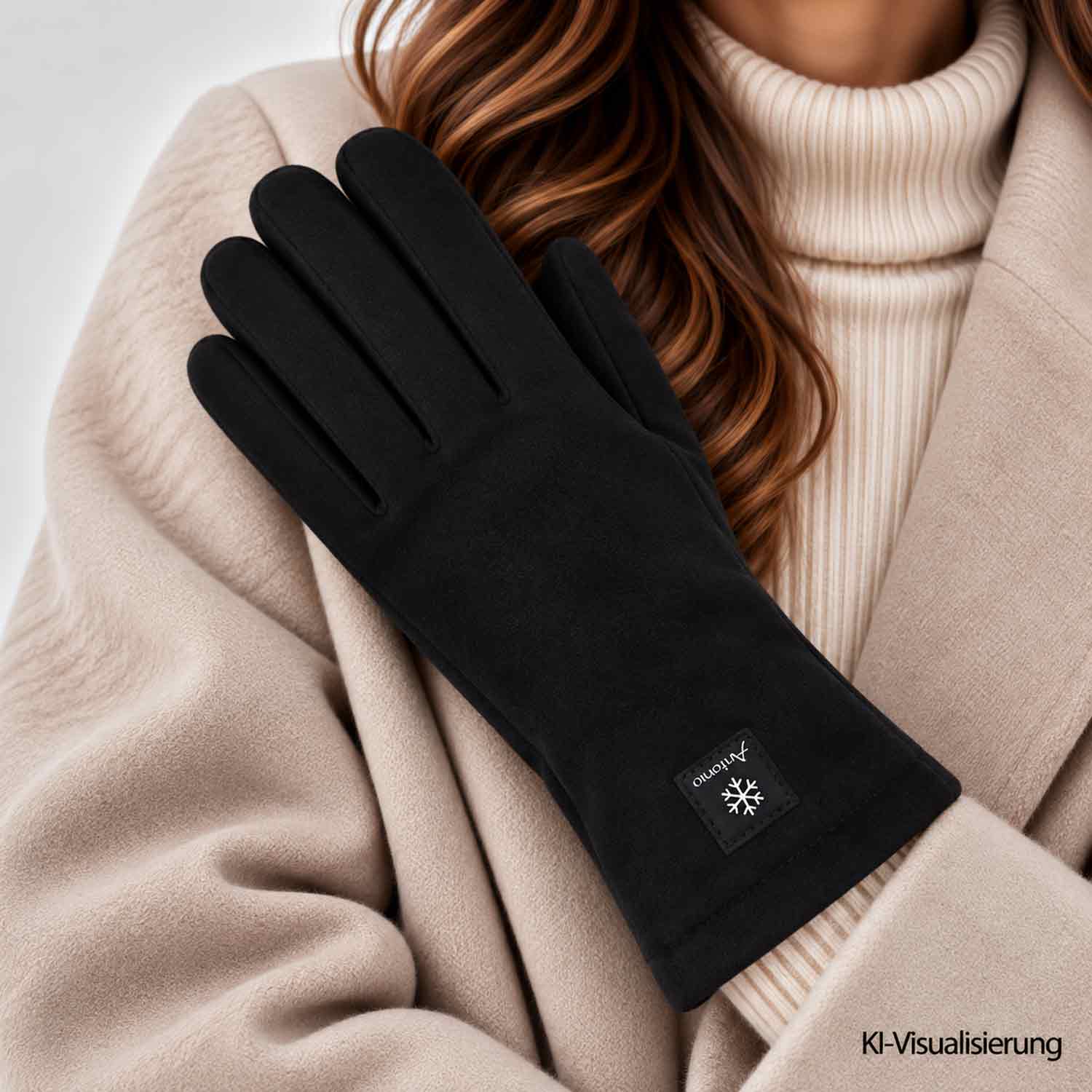 Antonio Kuschelige Damenhandschuhe mit Innenfutter - schwarz Abbildung 2