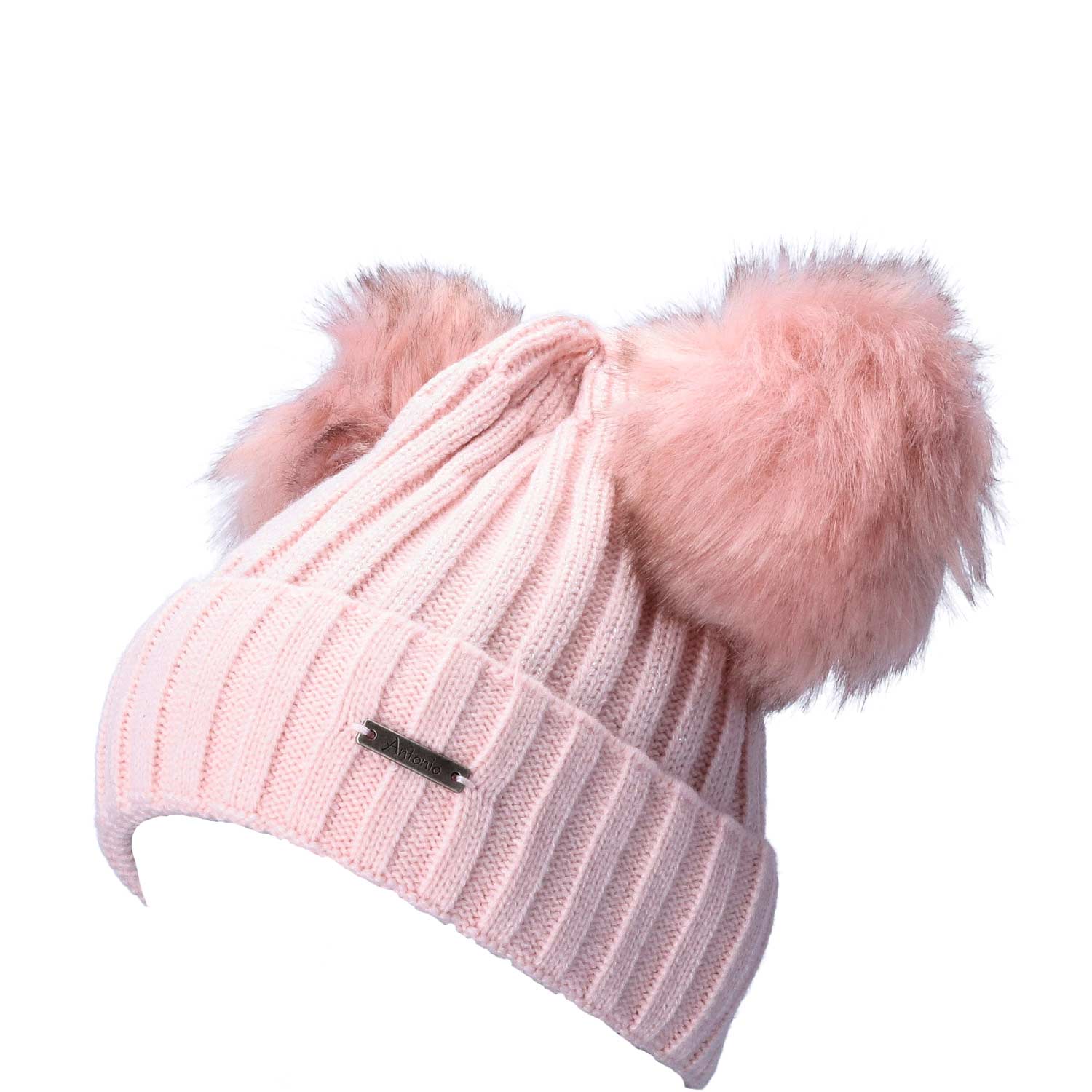 Antonio Lady Winter Hat Panda With 2 Pom Pom pink