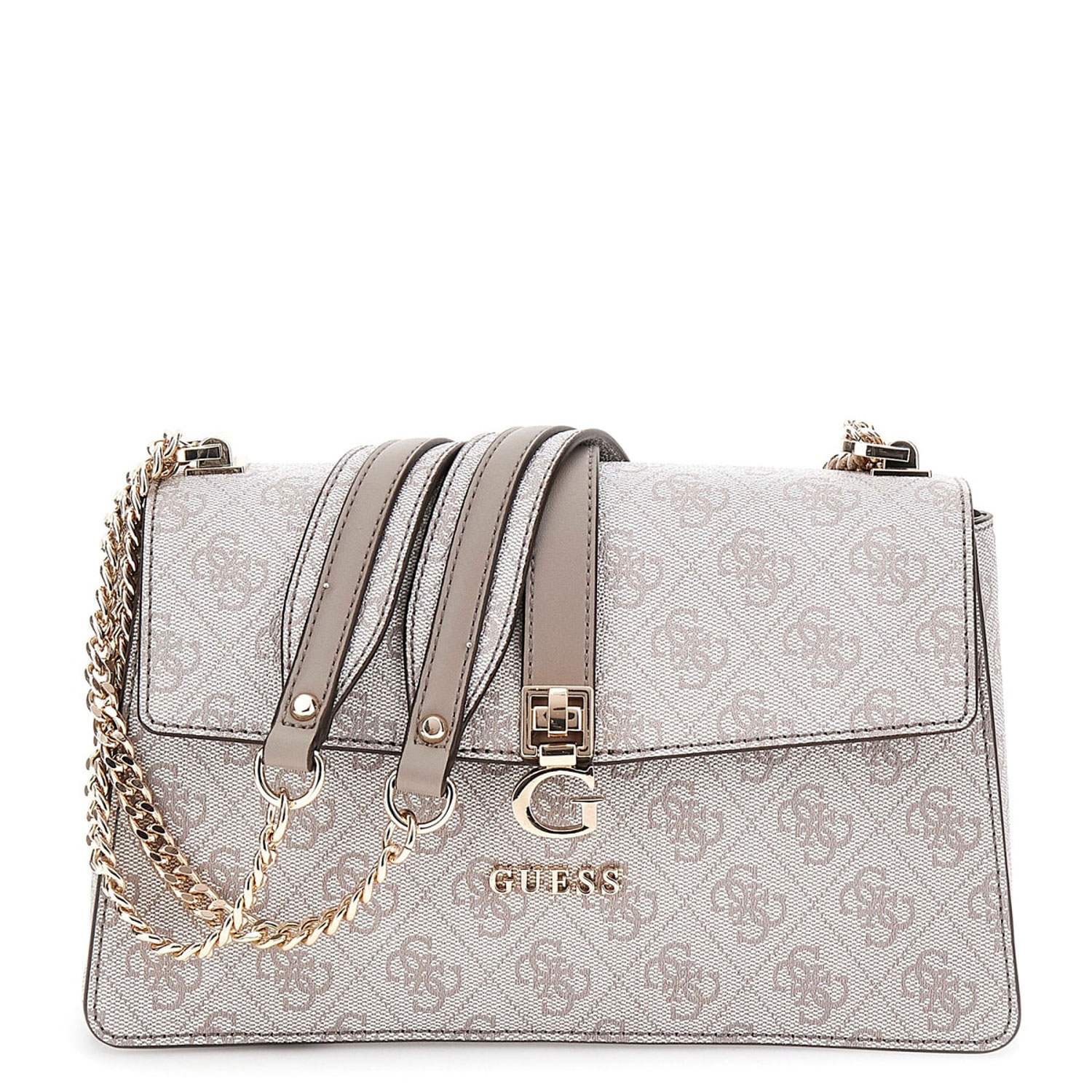 GUESS Schultertasche Zamira Dark Taupe Logo
