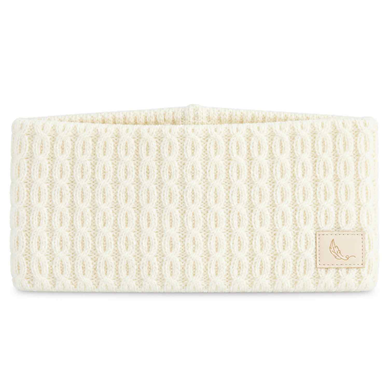 Cashmera Strick Stirnband mit Fleece-Futter - off white Abbildung 1