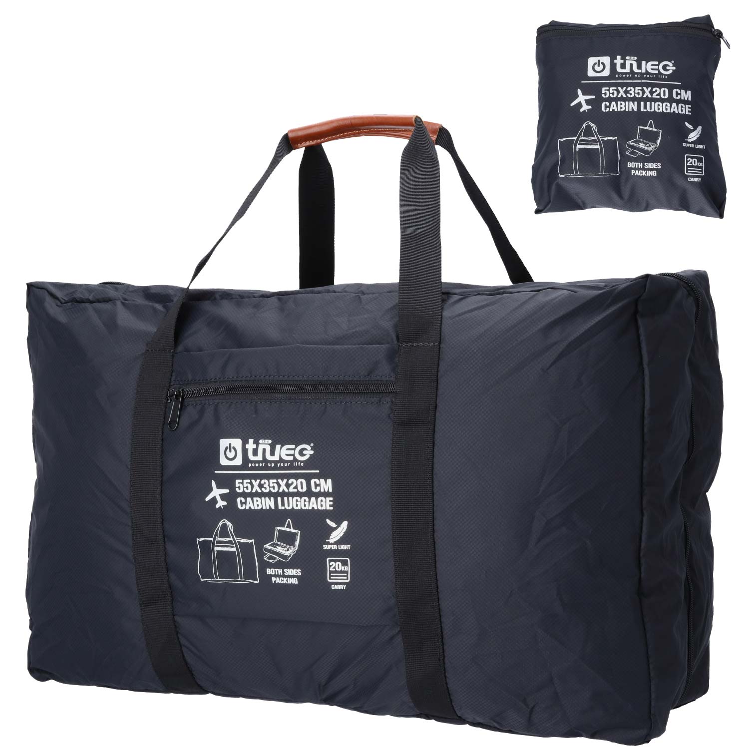 TheTrueC Foldable Travel Suitcase Bag Cabin Size  schwarz Abbildung 1