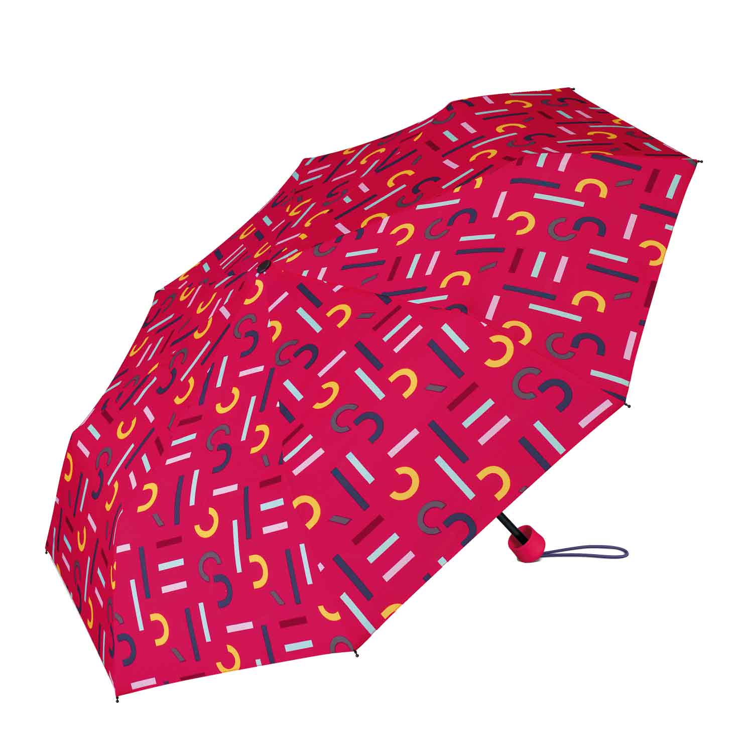 Happy Rain Taschenschirm mit Shopper 2 in 1 supermini wirh shopper letterjam pink