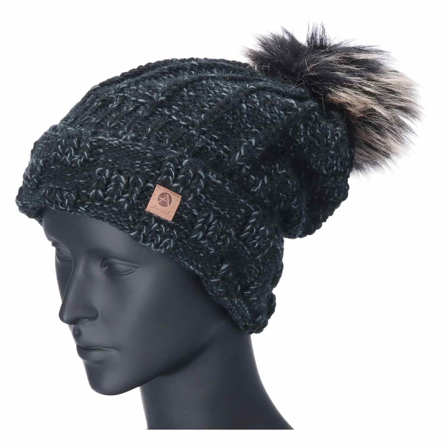 Antonio Damen Strick Mütze Beanie  schwarz Abbildung 2