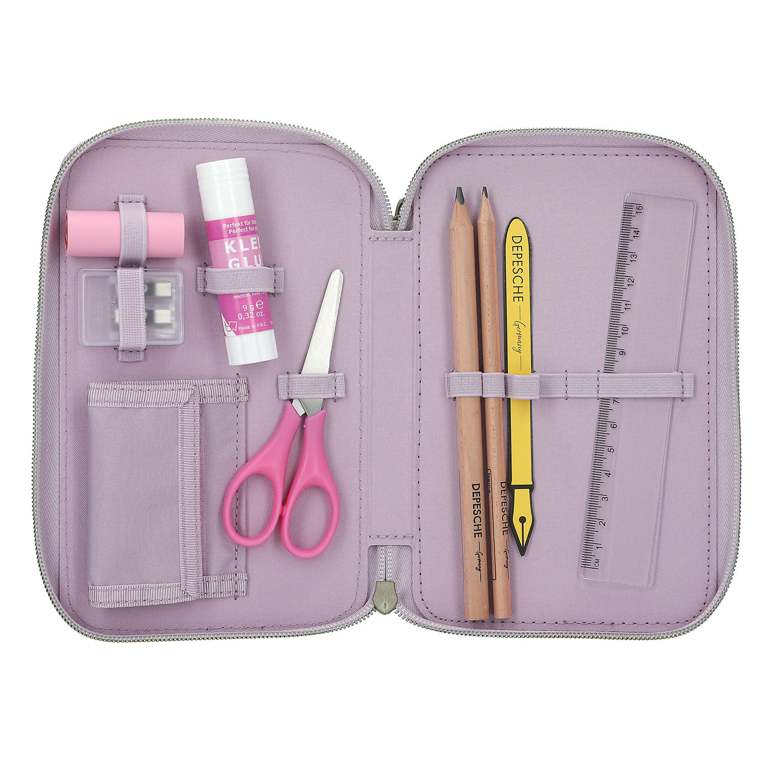 Depesche 3-Fach Federtasche COWGIRL Creme und Lila Abbildung 4