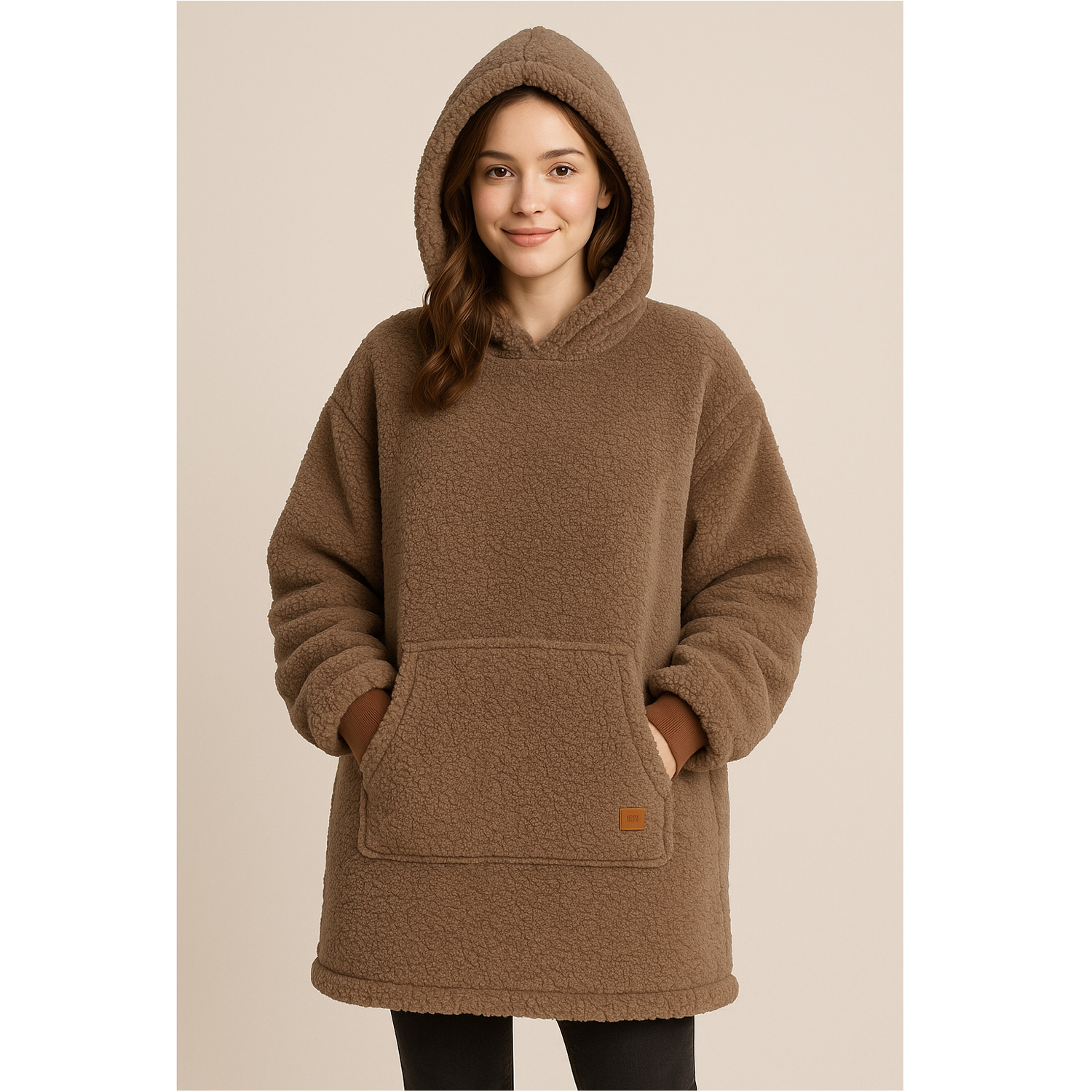 Antonio Kinder Kuschel Hoodie Teddy OneSize Taupe Abbildung 2 Antonio Kinder Kuschel Hoodie Teddy OneSize Taupe Abbildung 2