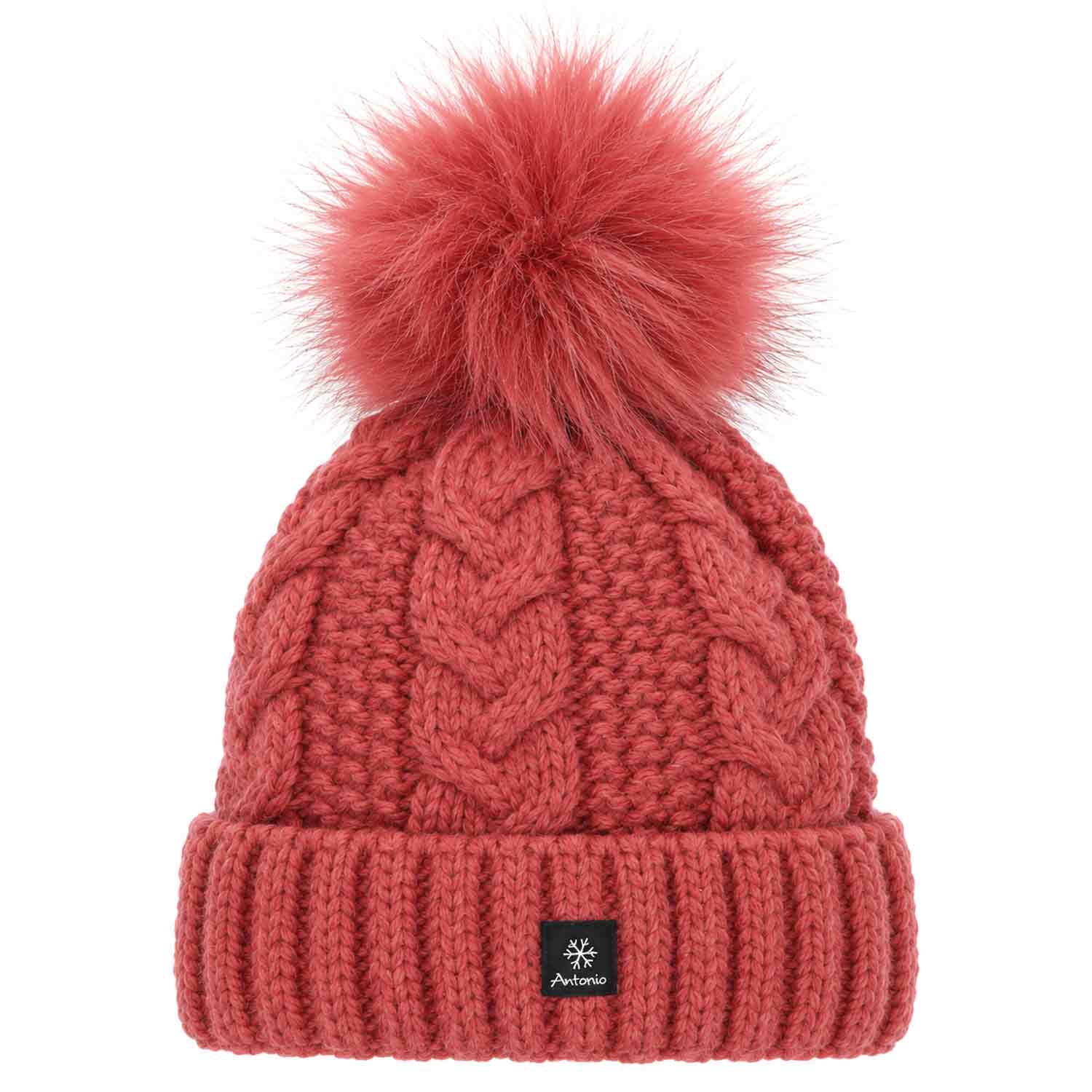 Antonio Damen Strick Mütze Beanie - lachs Abbildung 1