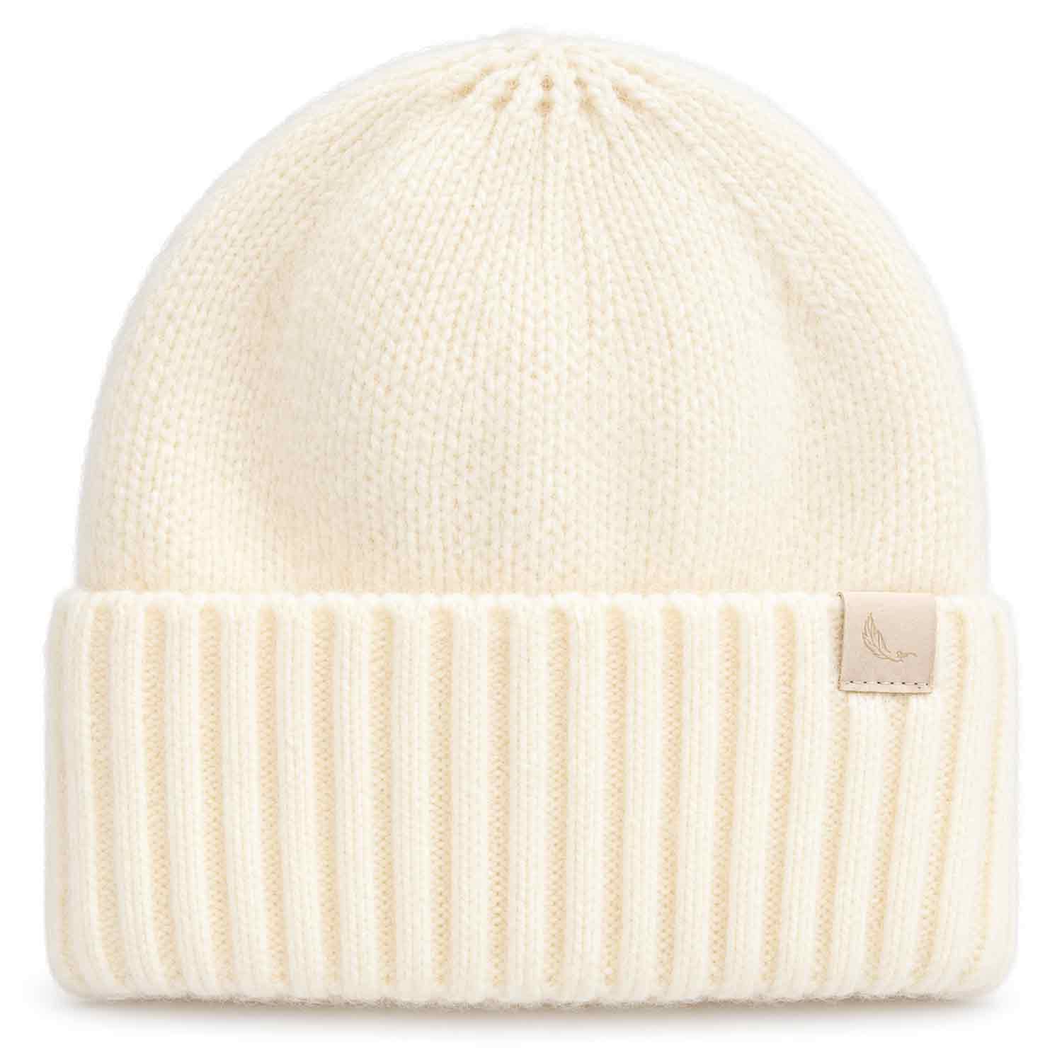 Cashmera Beanie Strickmütze mit Umschlag - off white Abbildung 1