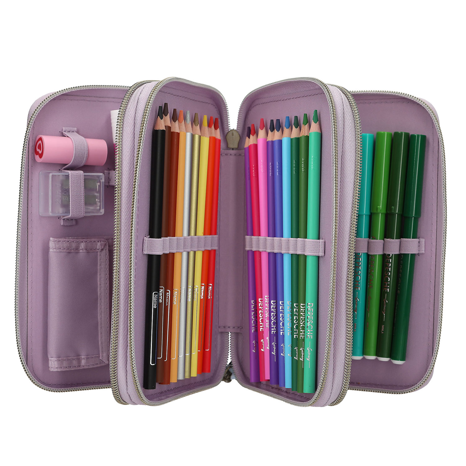 Depesche 3-Fach Federtasche COWGIRL Creme und Lila Abbildung 6