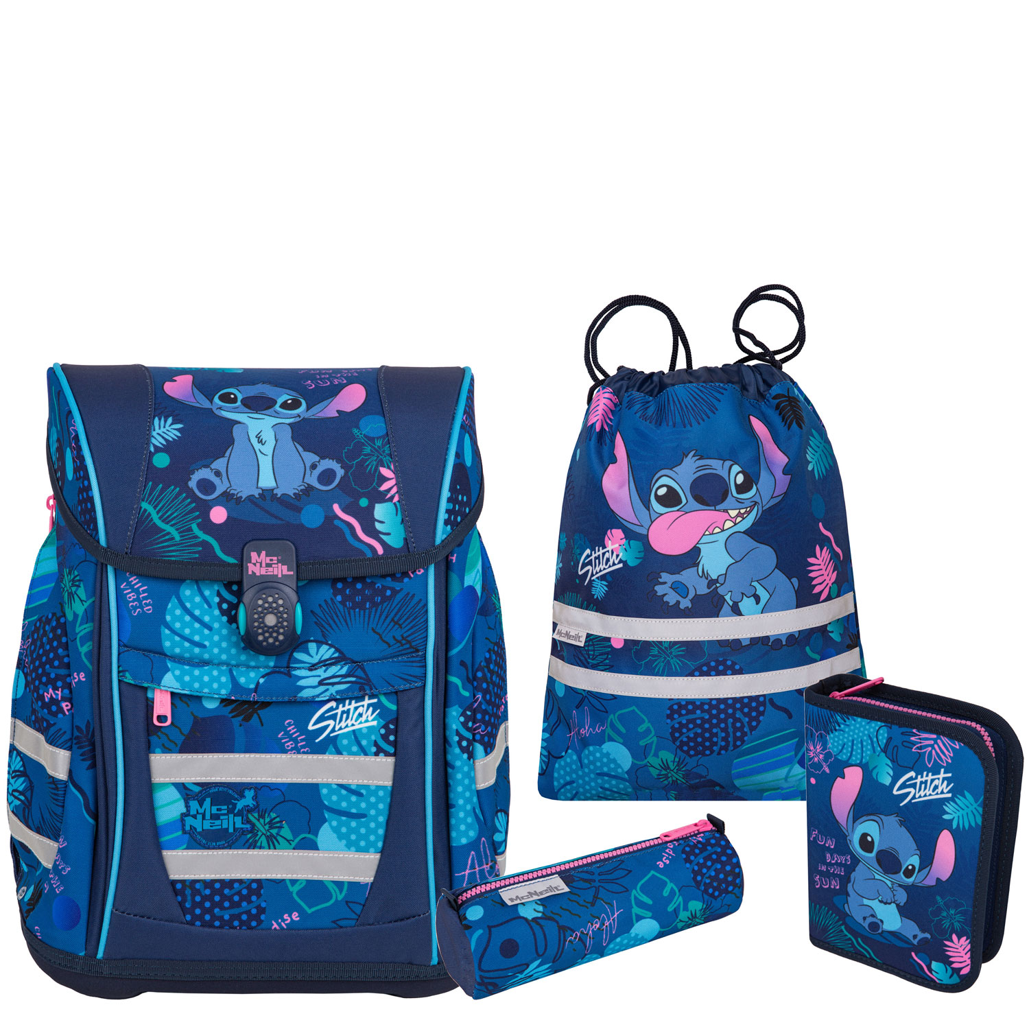 McNeill Schulranzen-Set TENERIS 4-teilig Disney Stitch 