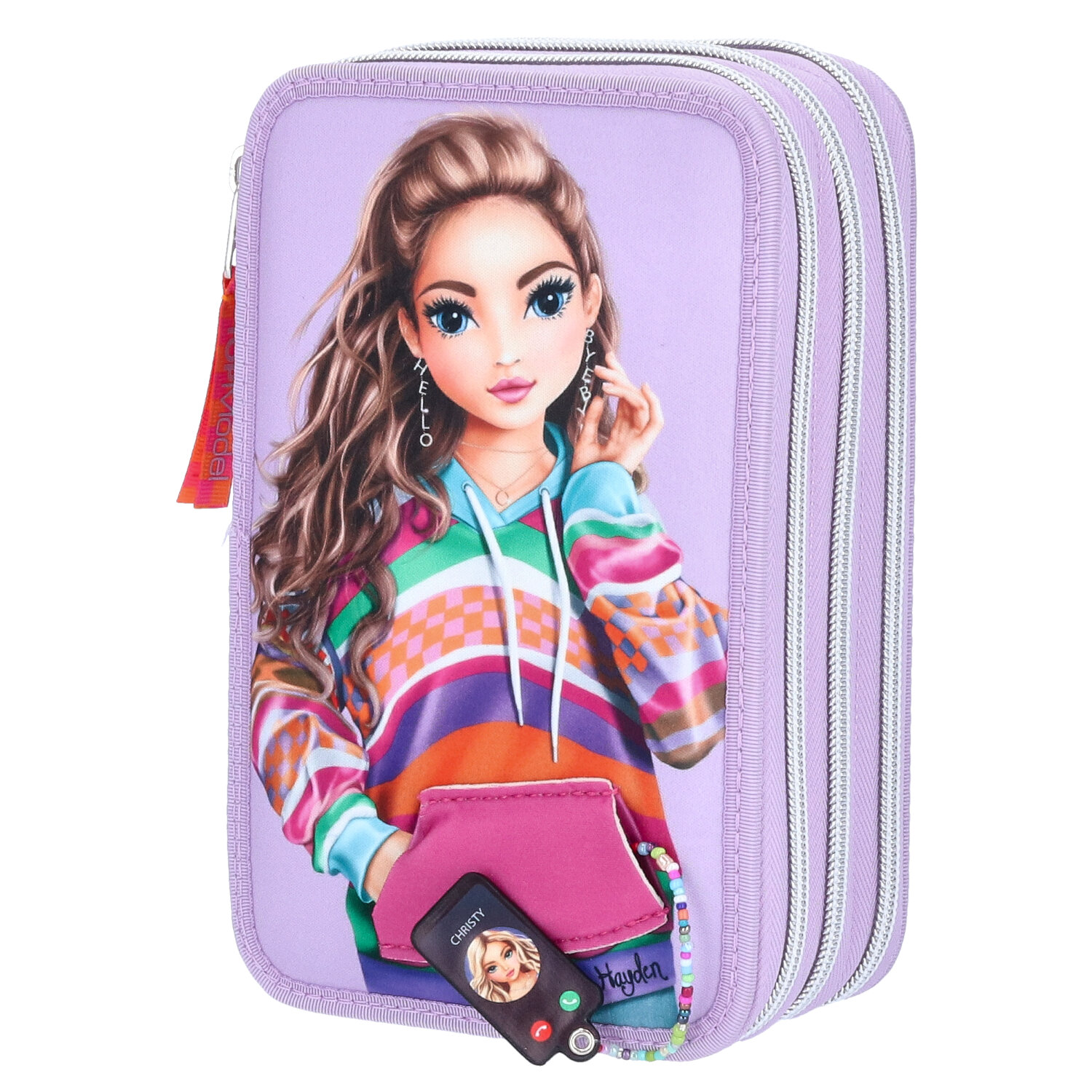 Depesche 3-Fach Federtasche mit appliziertem Smartphone TOPModel JOY lila Abbildung 1