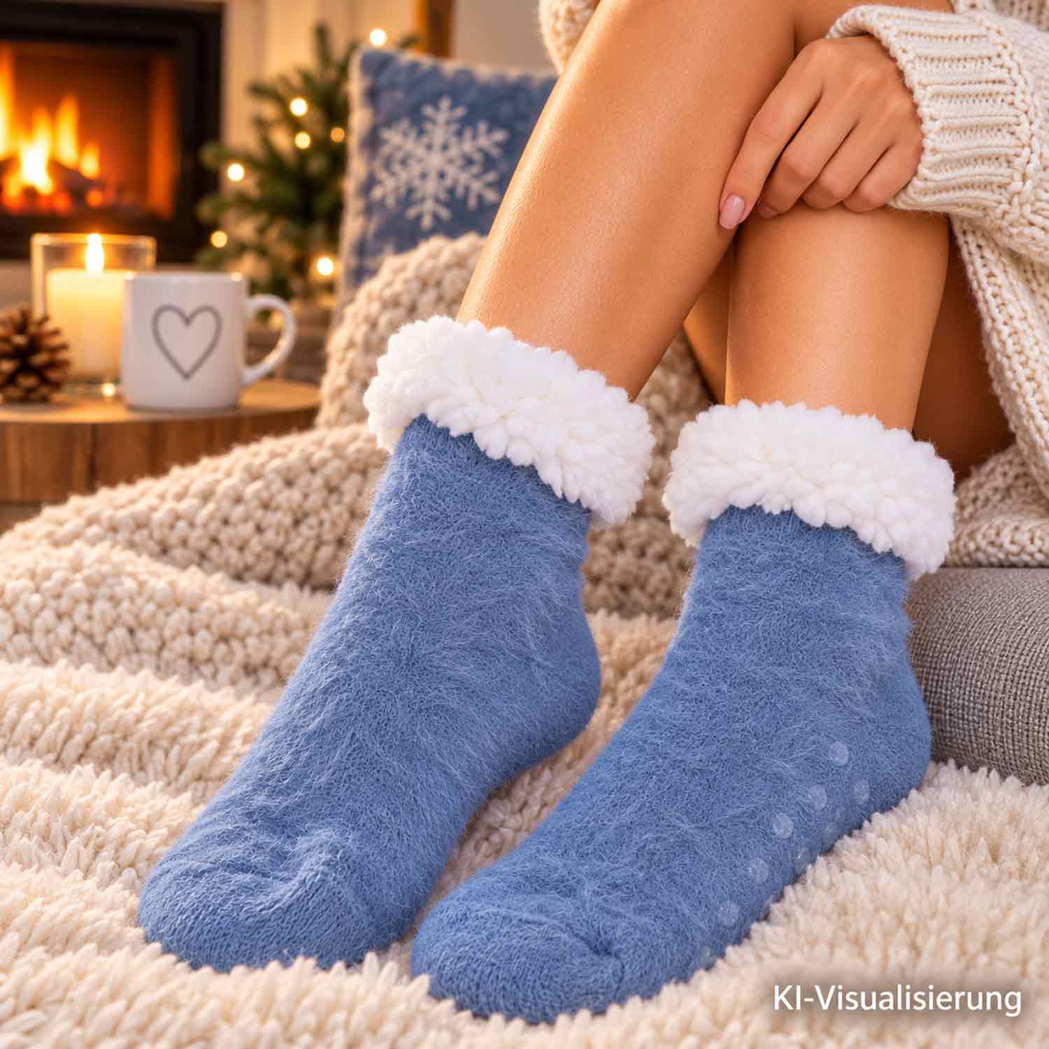 Antonio Kuschelige Hüttensocken im Norweger Design Gr. 35-42 - lavendel Abbildung 2