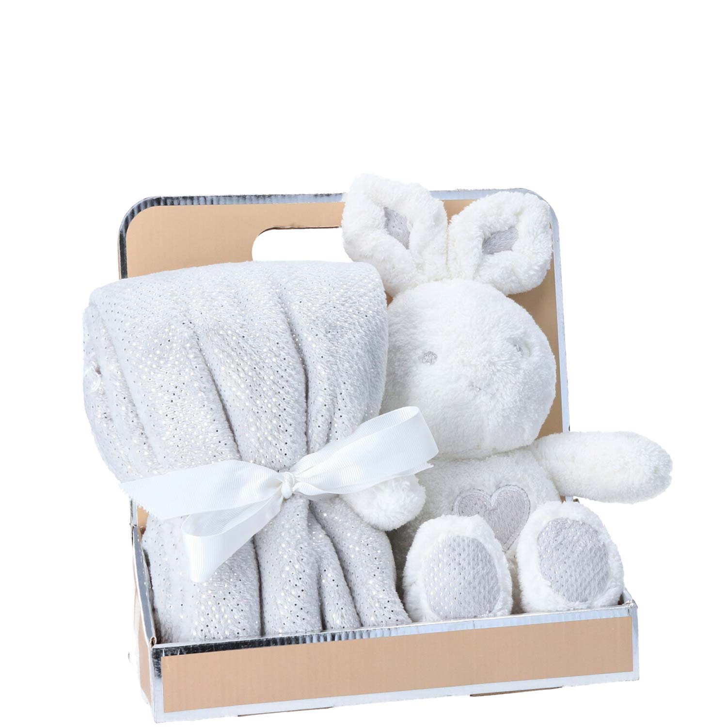 Antonio Baby Plüsch Decke mit Stofftier Hase  grey Abbildung 1