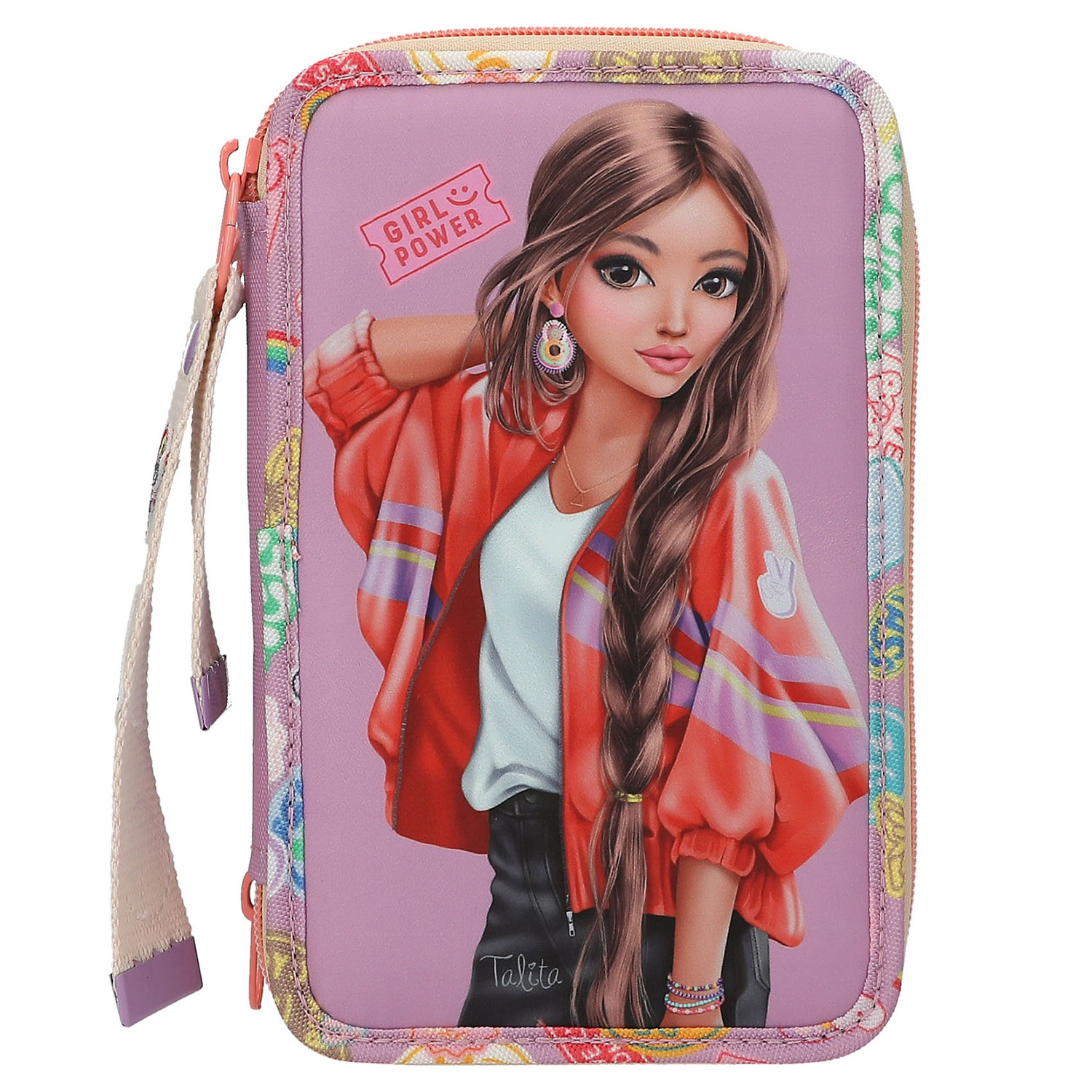 Scatola Per Il Pranzo Depesche TOPModel Girl Power - 3 Scomparti, Viola Con Stampa Modelle, Chiusura A Clip, 17.2x14.2x5.7 Cm