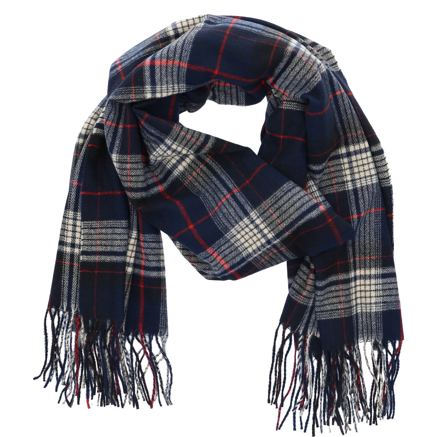 Antonio Winter Lady Scarf Sky Cashmera Big Checkered  navy