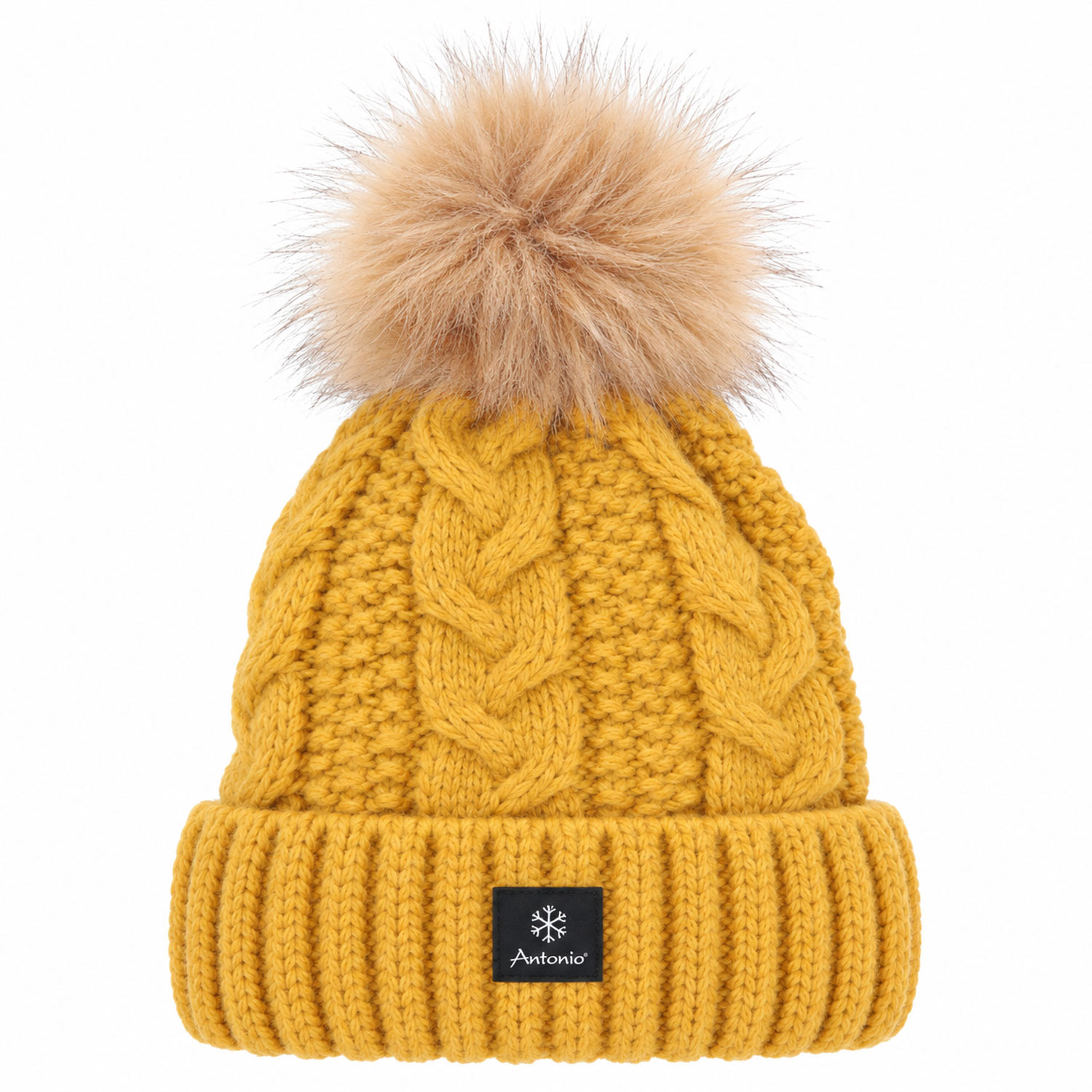 Antonio Damen Strick Mütze Beanie - yellow Abbildung 1