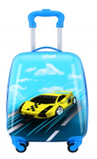 TheTrueC Kinder Trolley Hartschale Rennauto blau  