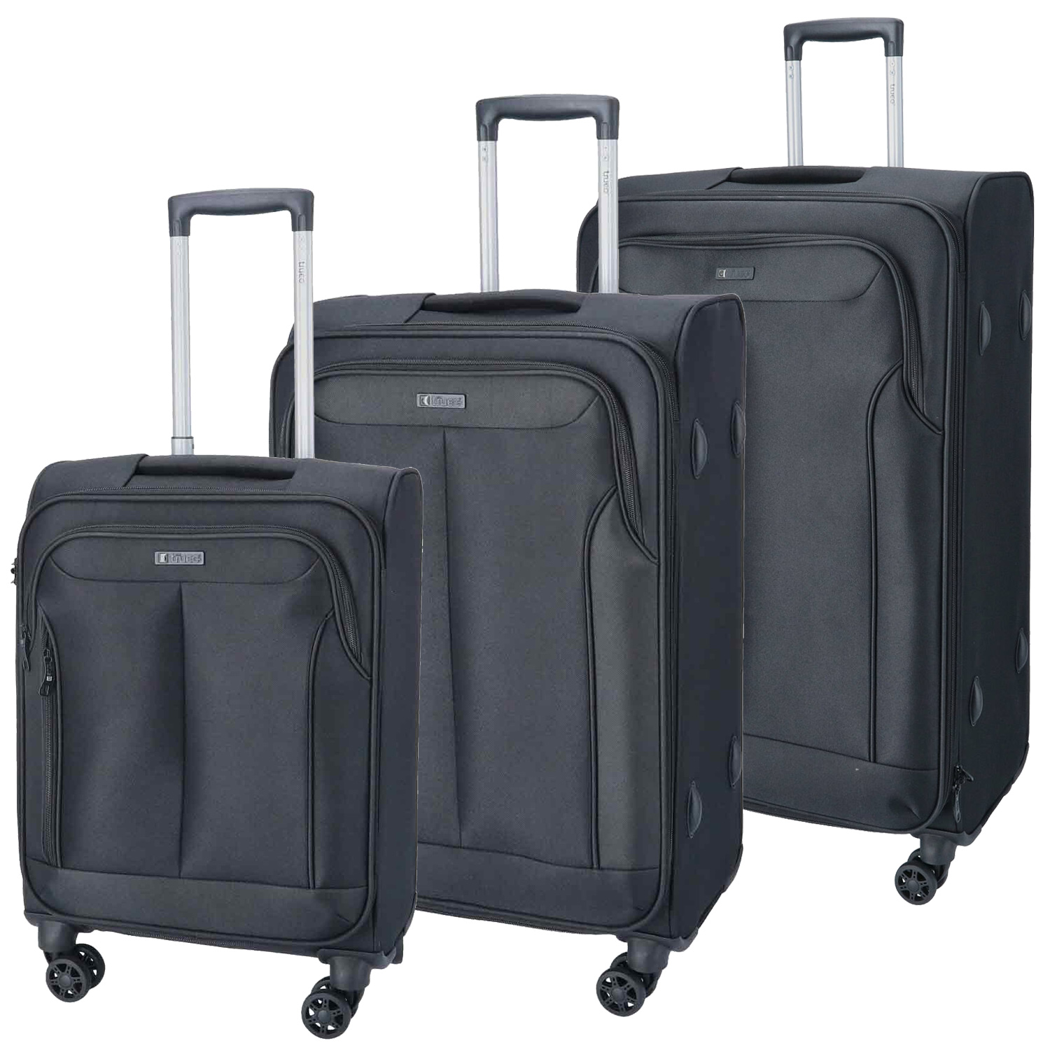 TheTrueC 4 Rollen Koffer 3er Set  S/M/L Kopenhagen schwarz Abbildung 1