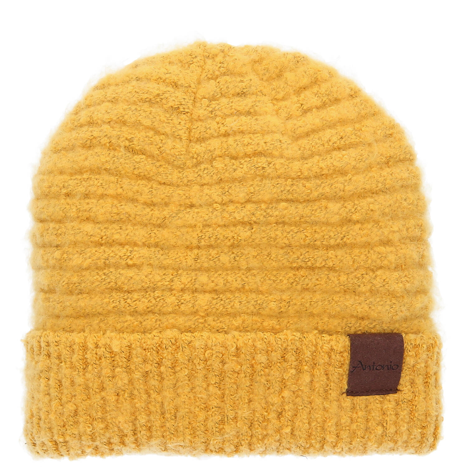 Antonio Damen Strick Mütze Bouclé Beanie  yellow
