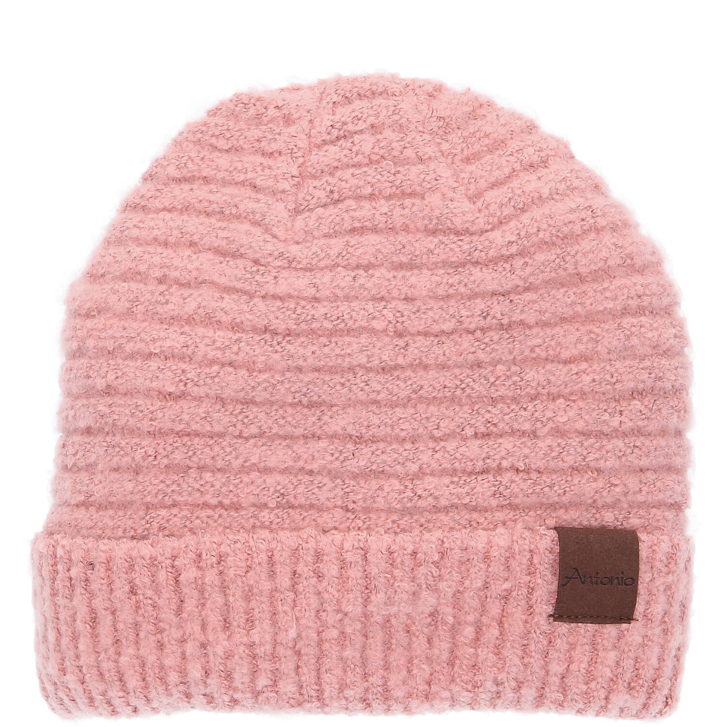 Antonio Damen Strick Mütze Beanie Bouclé  rose