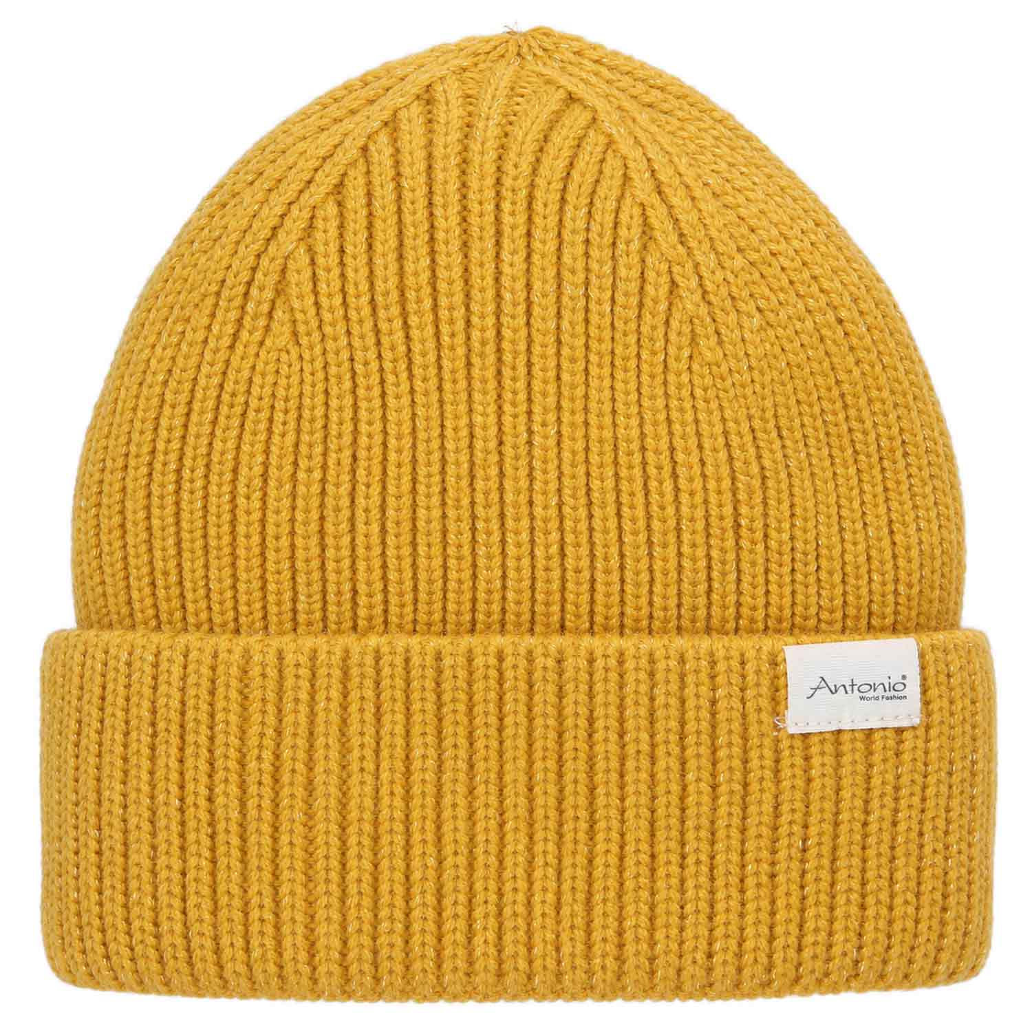 Antonio Strickmütze Beanie mit Lurex und Umschlag - yellow Abbildung 1
