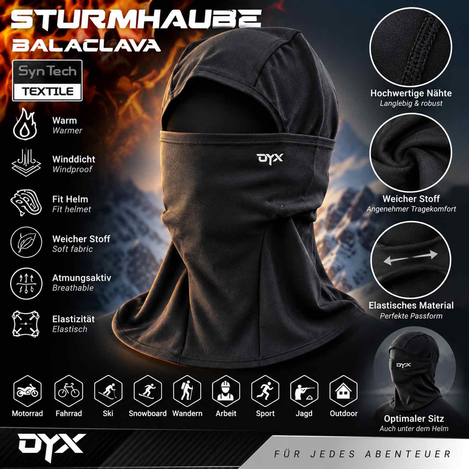 DYX Sturmhaube Balaclava  Black Abbildung 3