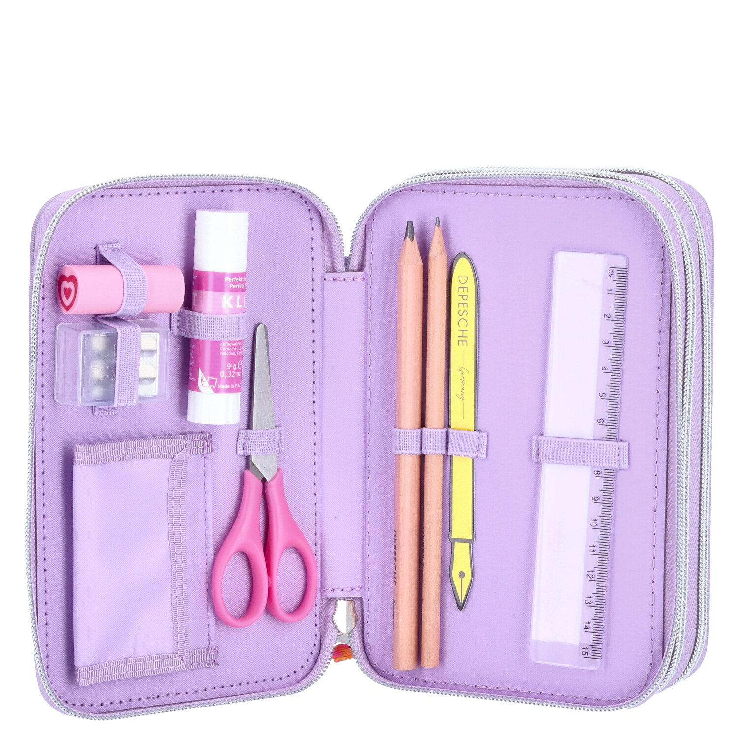 Depesche 3-Fach Federtasche mit appliziertem Smartphone TOPModel JOY lila Abbildung 5