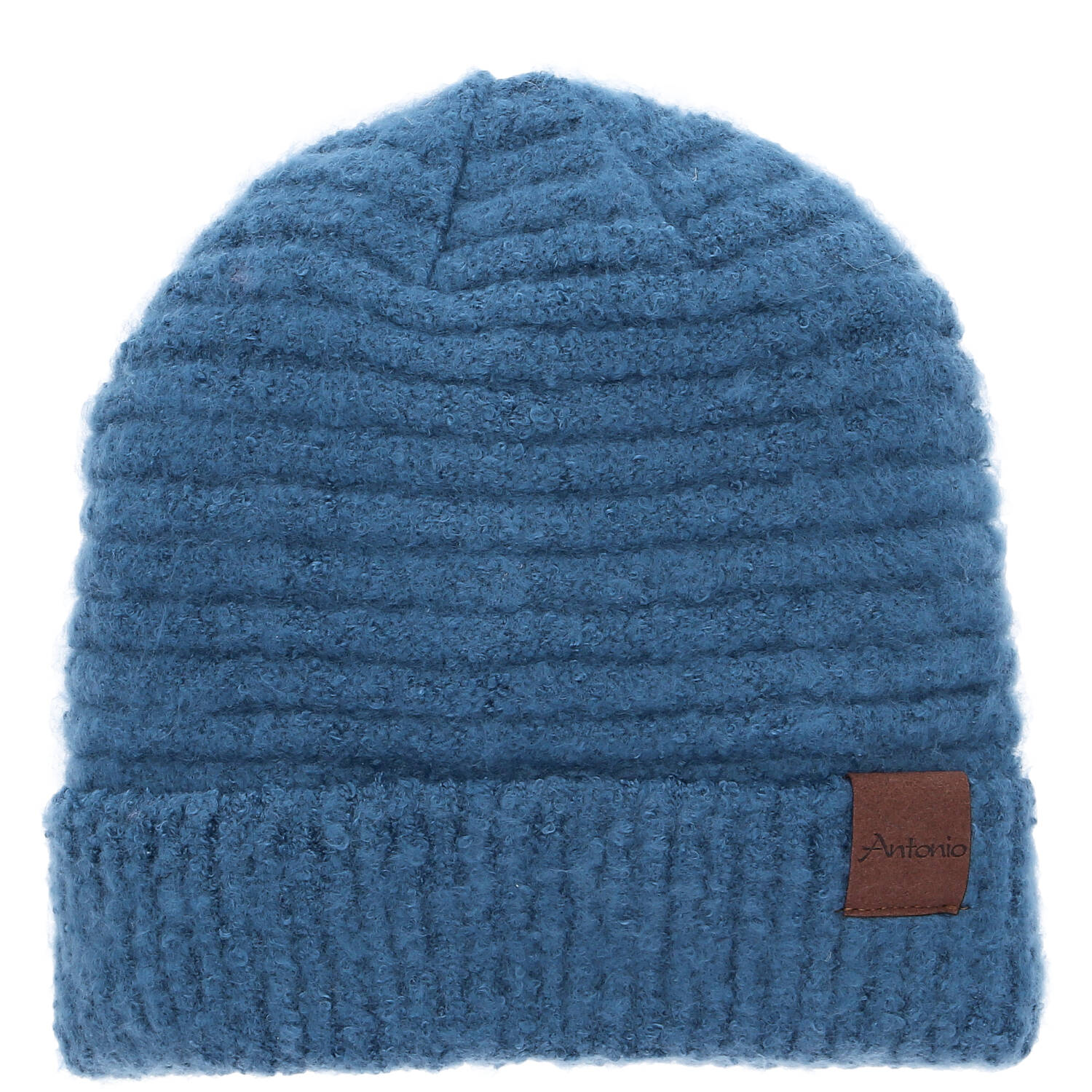 Antonio Damen Strick Mütze Bouclé Beanie  petrol
